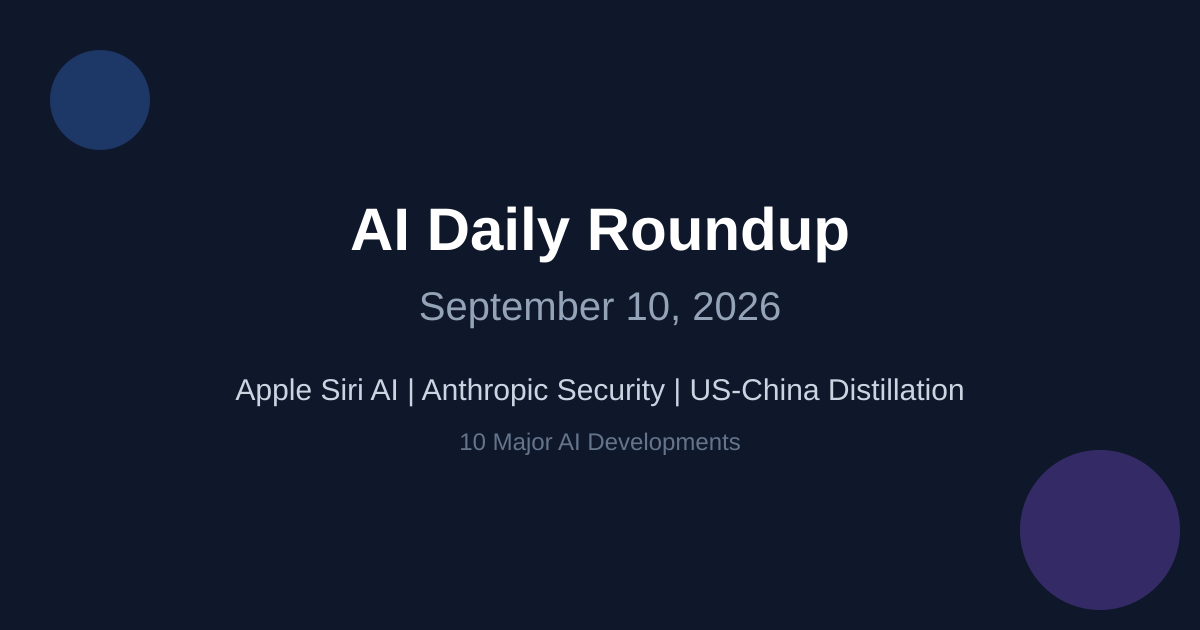 Apple Siri AI Ships Sept 14, Anthropic Security Alarms, and the US-China AI Distillation War - Featured image